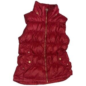 MICHAEL KORS  Feather Down Puffer Vest Red Outerwear Jacket M Woman’s No Hood